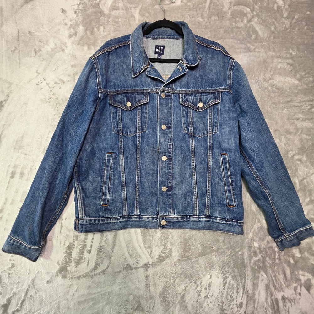 Gap Denim Medium Wash Trucker Jacket Est 1969 Gap For Good Blue XL